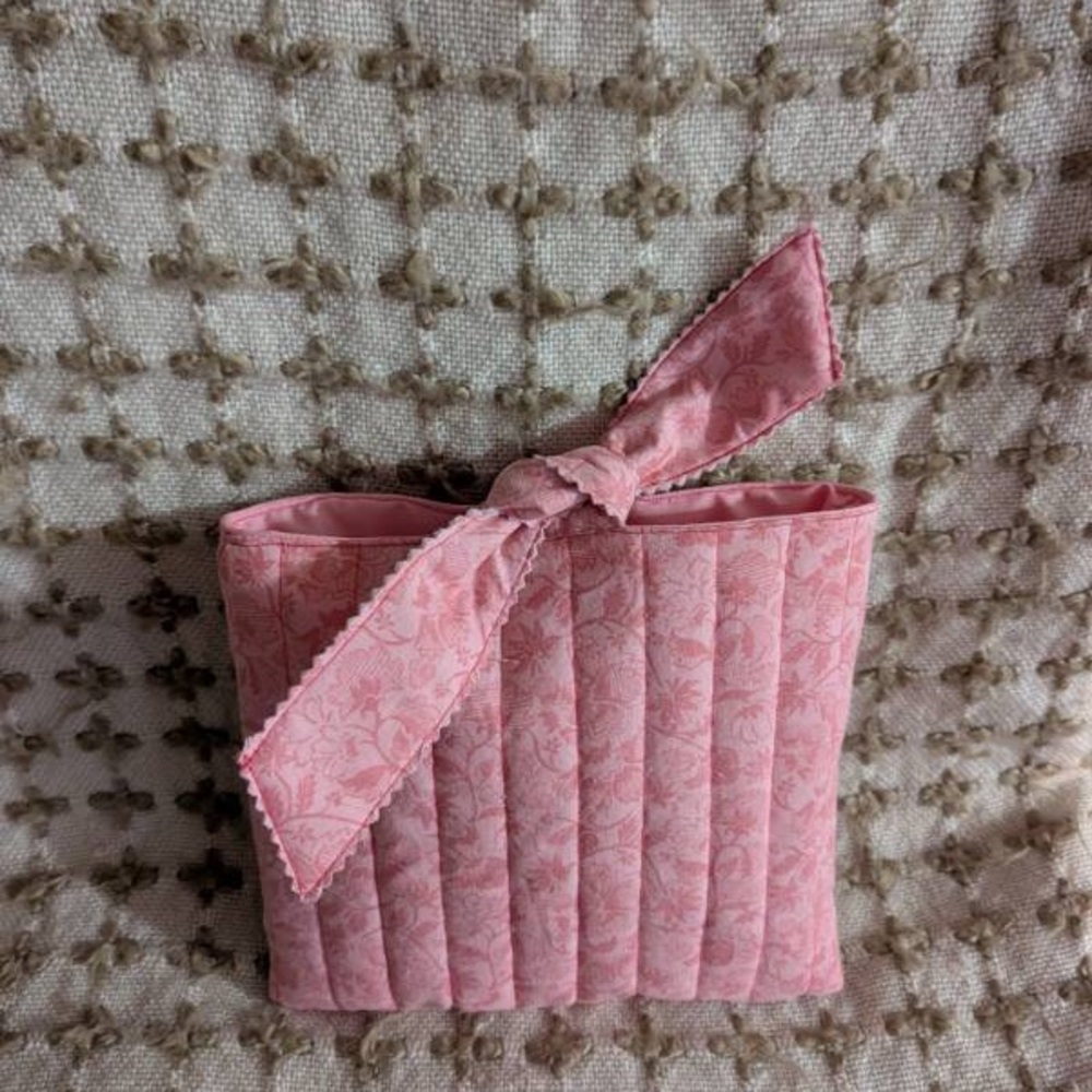 Quilted Pink Bow Tote Bag